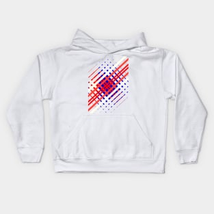 Red And Blue Lines Seamless Pattern, Geometric Kids Hoodie